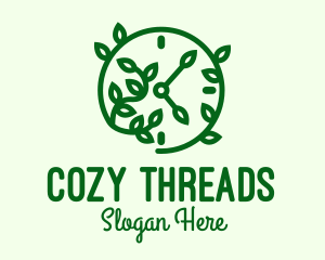 Green Nature Time Clock logo design