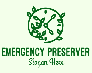 Green Nature Time Clock logo design