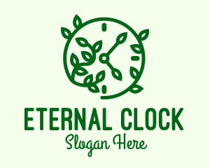 Green Nature Time Clock logo design