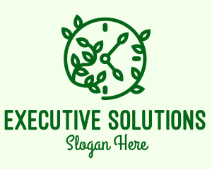 Green Nature Time Clock logo design