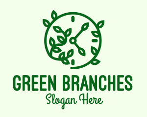 Green Nature Time Clock logo design