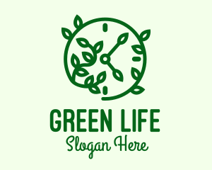 Green Nature Time Clock logo design