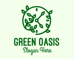 Green Nature Time Clock logo design