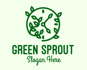 Green Nature Time Clock logo design