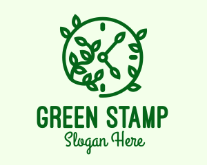 Green Nature Time Clock logo design