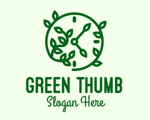 Green Nature Time Clock logo design