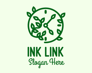 Green Nature Time Clock logo design