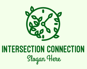 Green Nature Time Clock logo design