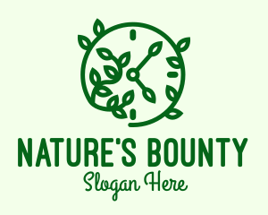 Green Nature Time Clock logo design