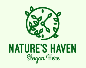 Green Nature Time Clock logo design