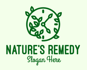 Green Nature Time Clock logo design