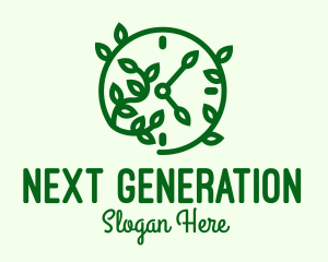 Green Nature Time Clock logo design