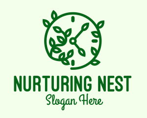 Green Nature Time Clock logo design