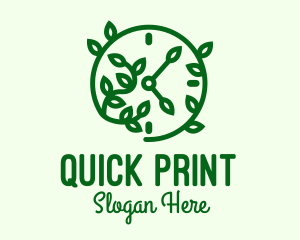 Green Nature Time Clock logo design