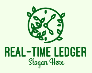 Green Nature Time Clock logo design