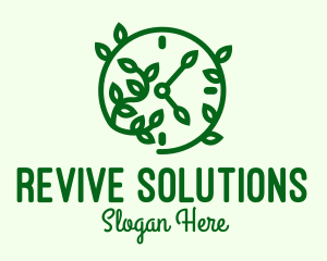 Green Nature Time Clock logo design