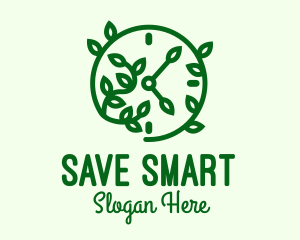 Green Nature Time Clock logo design