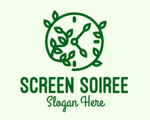 Green Nature Time Clock logo design