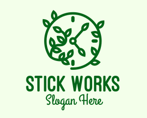 Green Nature Time Clock logo design