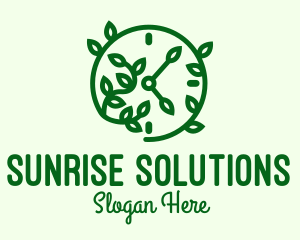 Green Nature Time Clock logo design