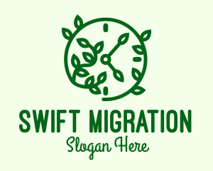 Green Nature Time Clock logo design