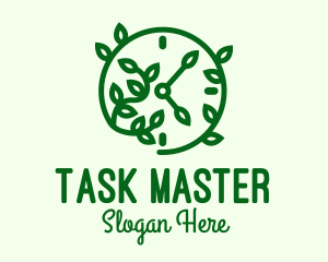 Green Nature Time Clock logo design