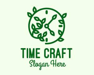 Green Nature Time Clock logo design