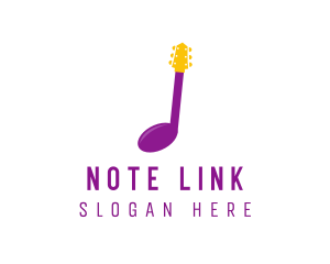 Music Note Guitar logo design