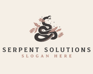 Snake Floral Decorative logo design