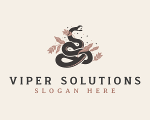 Snake Floral Decorative logo design