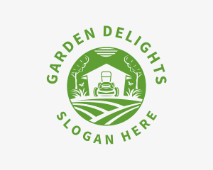 Home Lawn Mower Garden logo design