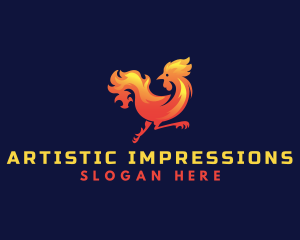 Fire Rooster Chicken logo design