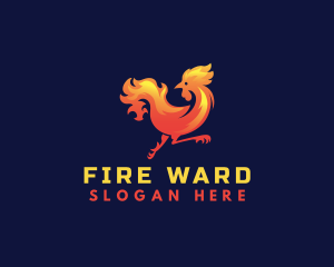 Fire Rooster Chicken logo design