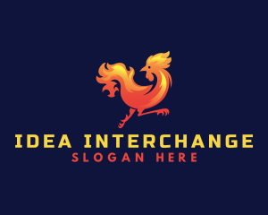 Fire Rooster Chicken logo design