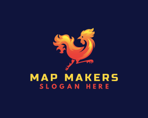 Fire Rooster Chicken logo design