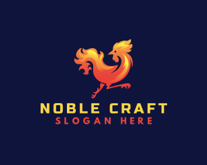 Fire Rooster Chicken logo design