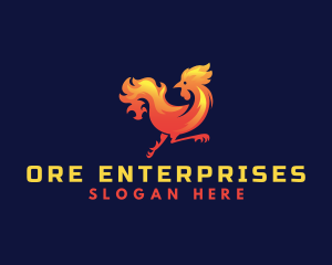 Fire Rooster Chicken logo design