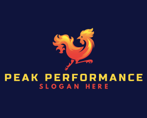 Fire Rooster Chicken logo design