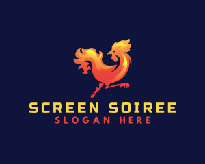 Fire Rooster Chicken logo design