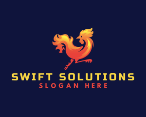 Fire Rooster Chicken logo design