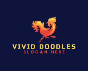 Fire Rooster Chicken logo design