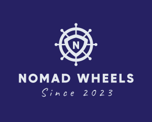 Sailor Wheel Ship logo design