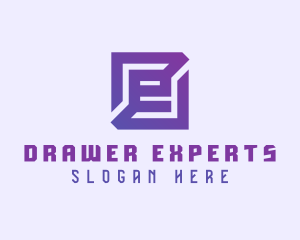 Purple Gaming Letter E logo design