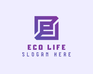 Purple Gaming Letter E logo design