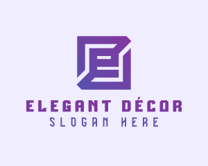 Purple Gaming Letter E logo design