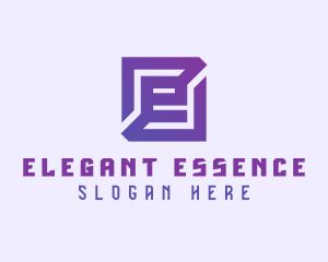 Purple Gaming Letter E logo design