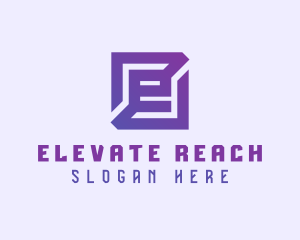 Purple Gaming Letter E logo design