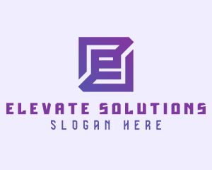 Purple Gaming Letter E logo design