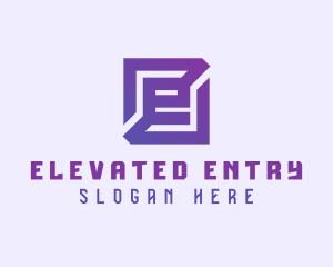 Purple Gaming Letter E logo design