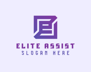 Purple Gaming Letter E logo design